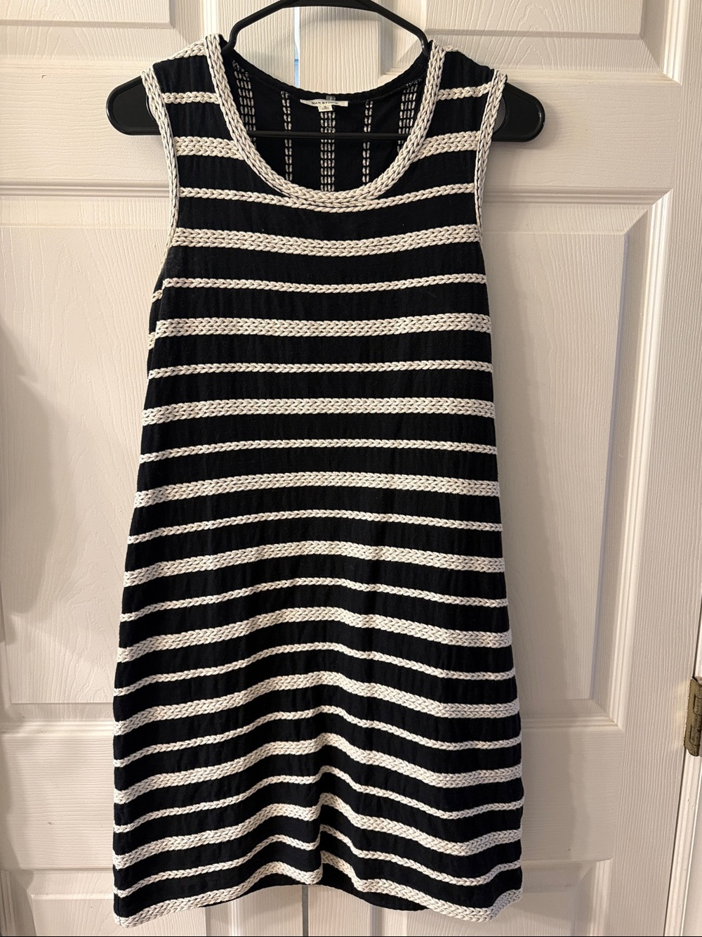 Max Studio Black & White Striped Sleeveless Knit Mini Dress